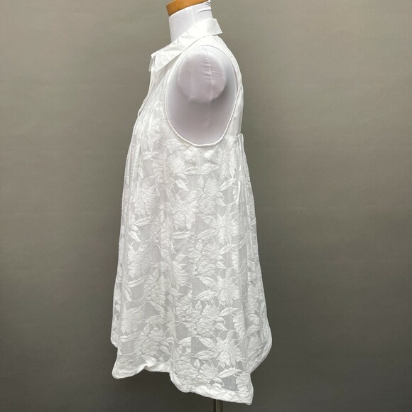 Anthropologie HD in Paris Women's Top Size Small White Sleeveless Lace Floral - Picture 3 of 8